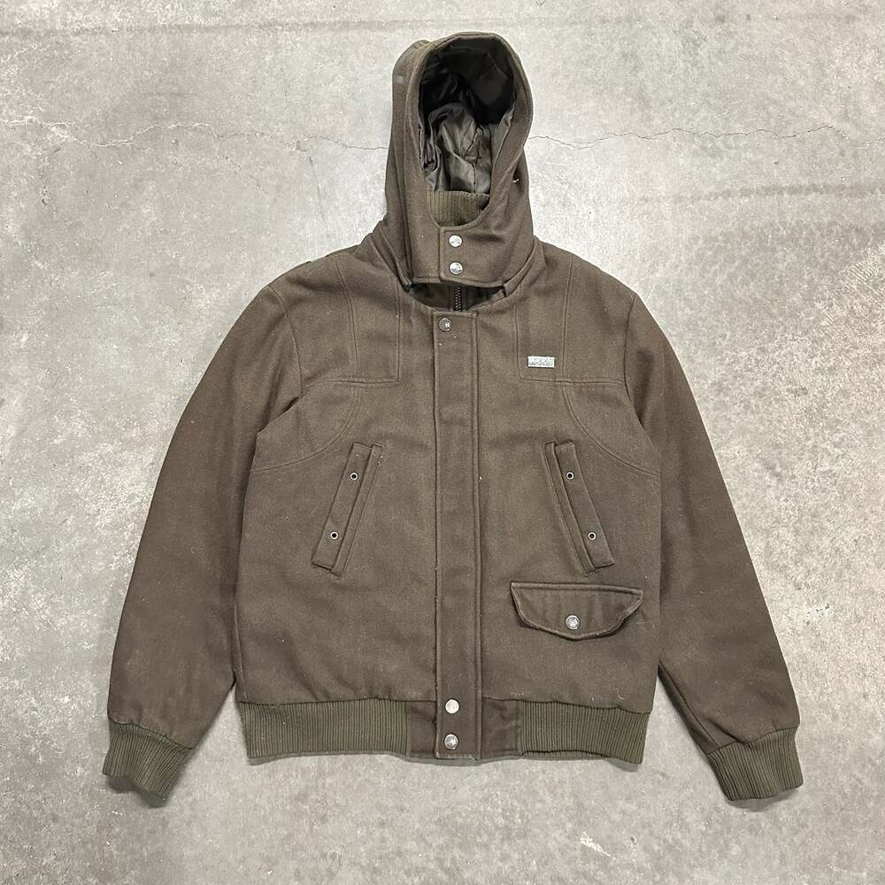 COOGI Vintage Wool Blend Bomber Jacket Full Zip Coat Brown Size L